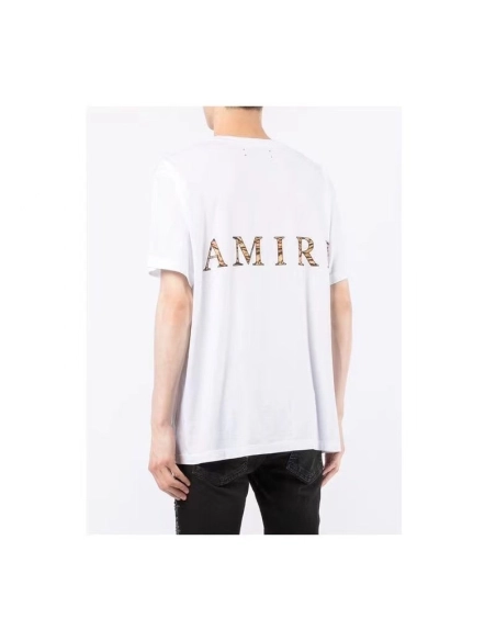 Amiri New leopard print short-sleeved T-shirt,Amiri T Shirt,Tshirt,APPAREL