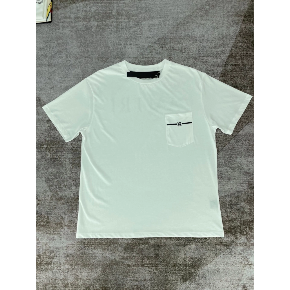 Amiri New pocket short-sleeved pocket, rear logo print T-shirt,Amiri T Shirt,Tshirt,APPAREL
