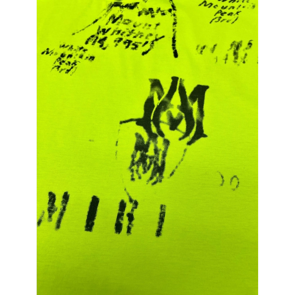 Amiri graffiti fluorescent green print short-sleeved rear printt T-shirt,Amiri T Shirt,Tshirt,APPAREL