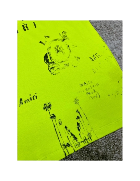 Amiri graffiti fluorescent green print short-sleeved rear printt T-shirt,Amiri T Shirt,Tshirt,APPAREL