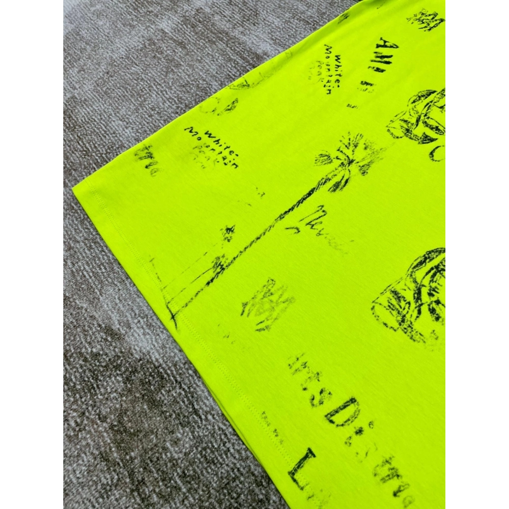Amiri graffiti fluorescent green print short-sleeved rear printt T-shirt,Amiri T Shirt,Tshirt,APPAREL