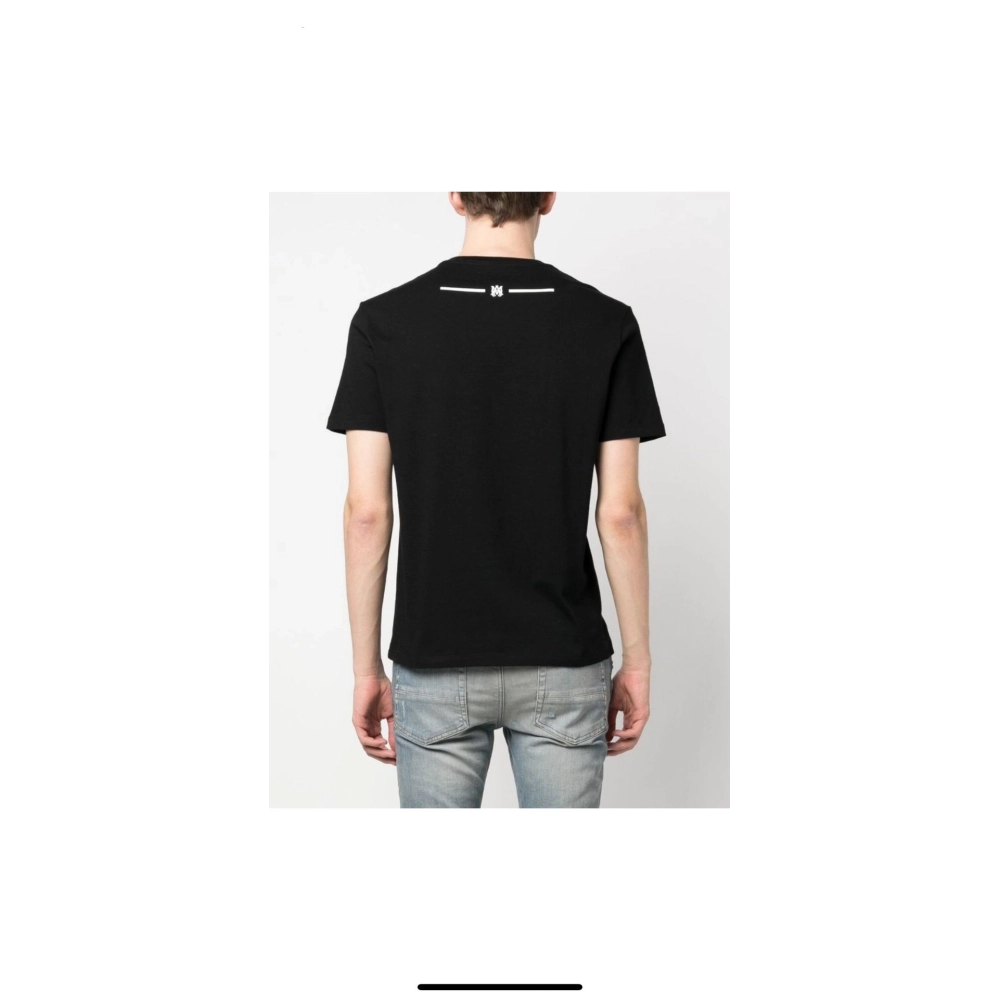 Amiri New print black letter short-sleeved rear wide small logo letter printt T-shirt,Amiri T Shirt,Tshirt,APPAREL