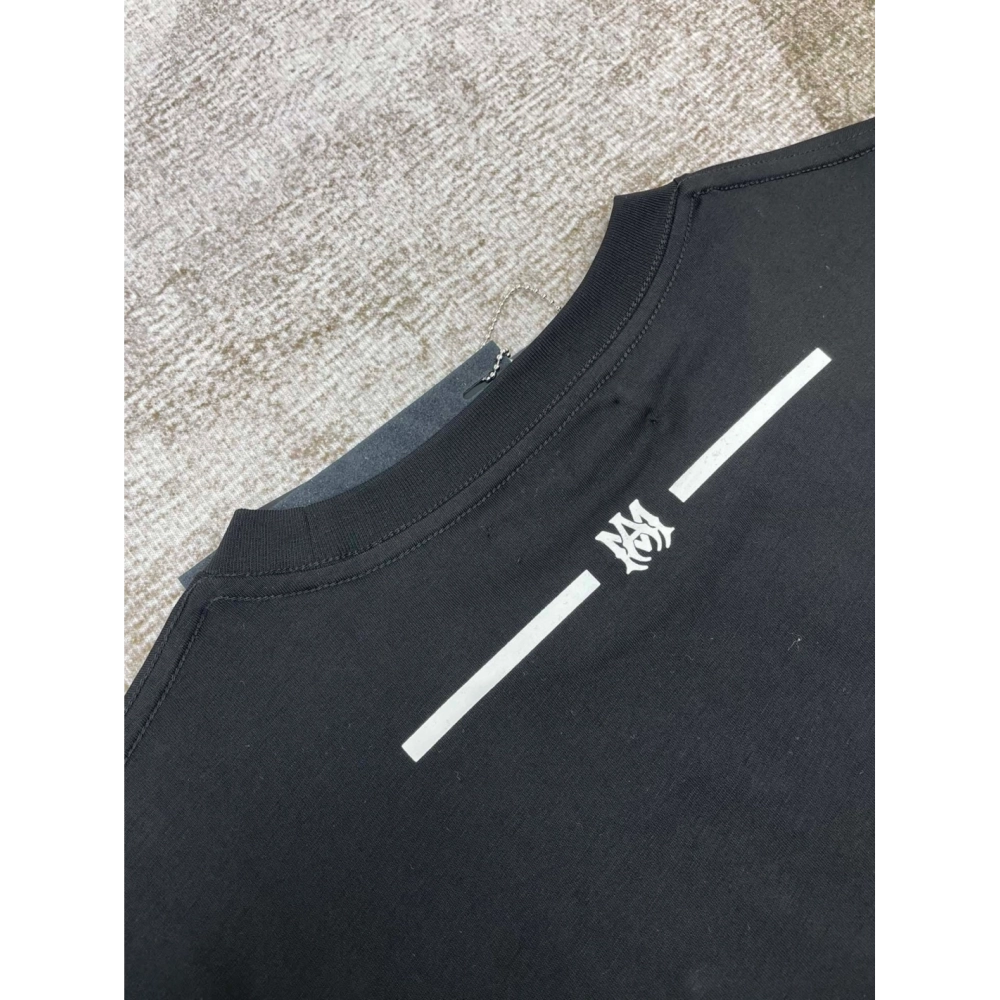 Amiri New print black letter short-sleeved rear wide small logo letter printt T-shirt,Amiri T Shirt,Tshirt,APPAREL