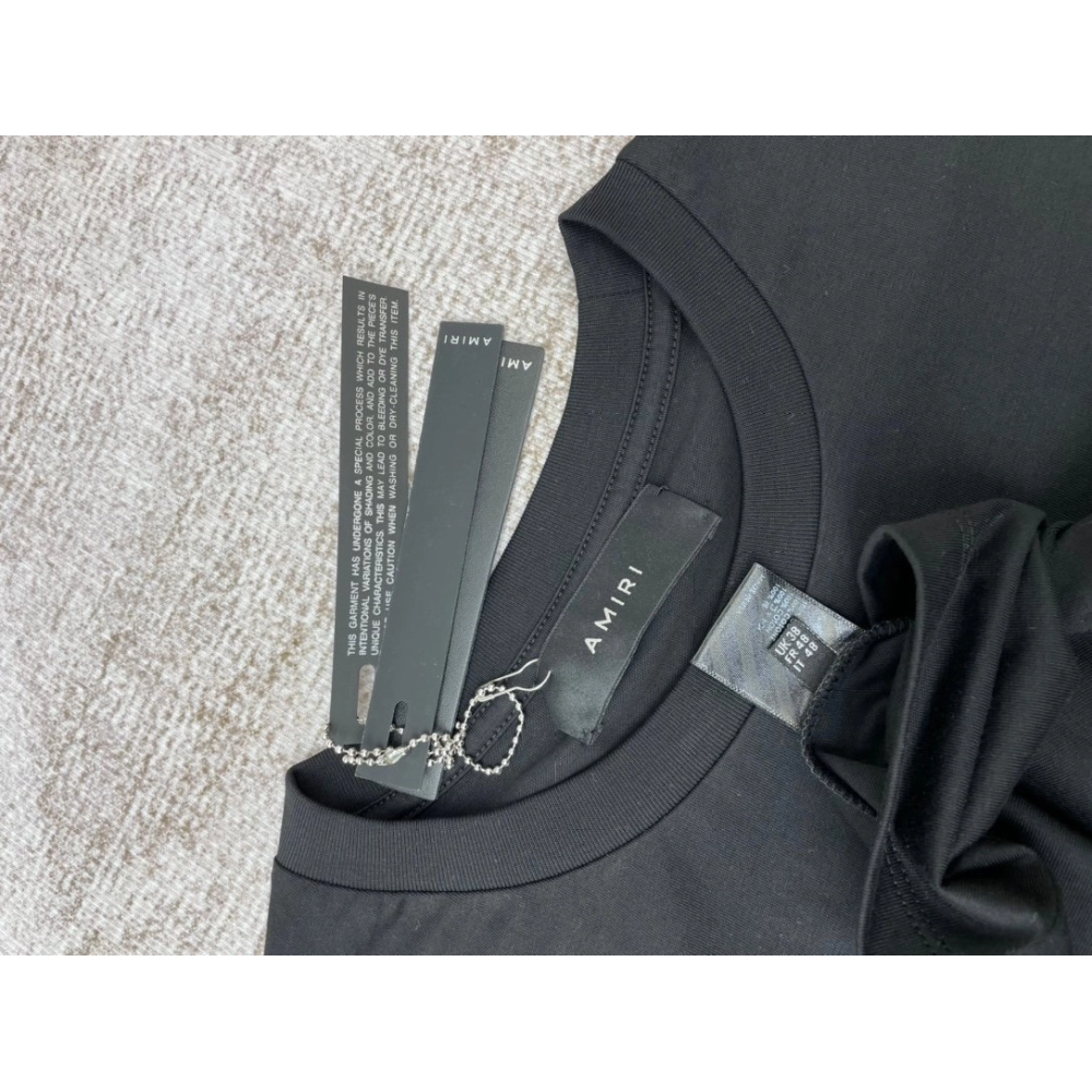 Amiri New print black letter short-sleeved rear wide small logo letter printt T-shirt,Amiri T Shirt,Tshirt,APPAREL