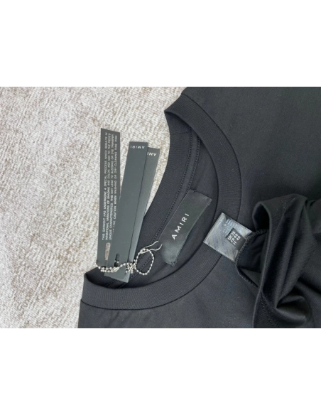 Amiri New print black letter short-sleeved rear wide small logo letter printt T-shirt,Amiri T Shirt,Tshirt,APPAREL