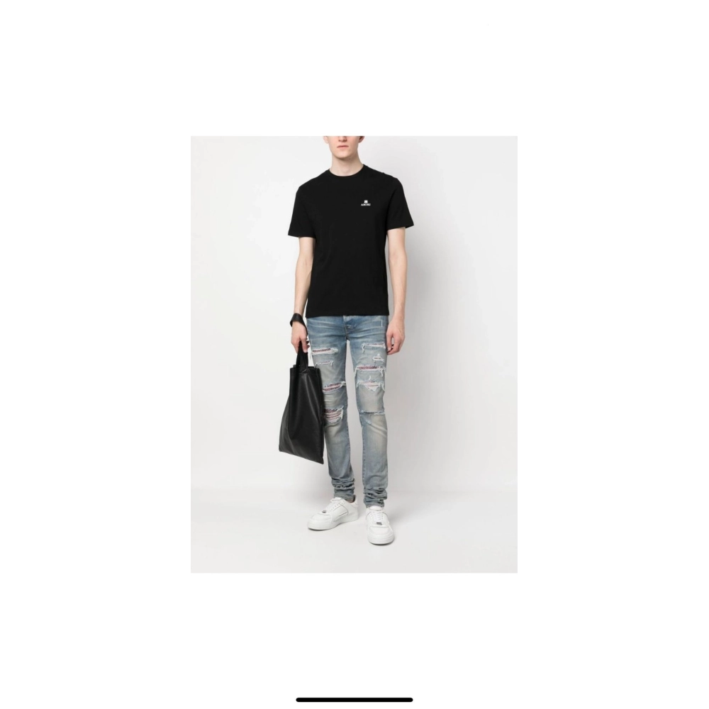 Amiri New print black letter short-sleeved rear wide small logo letter printt T-shirt,Amiri T Shirt,Tshirt,APPAREL