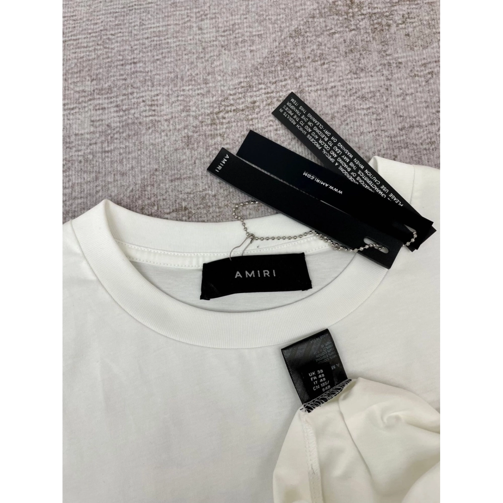 Amiri New print black letter short-sleeved rear wide white letter printt T-shirt,Amiri T Shirt,Tshirt,APPAREL