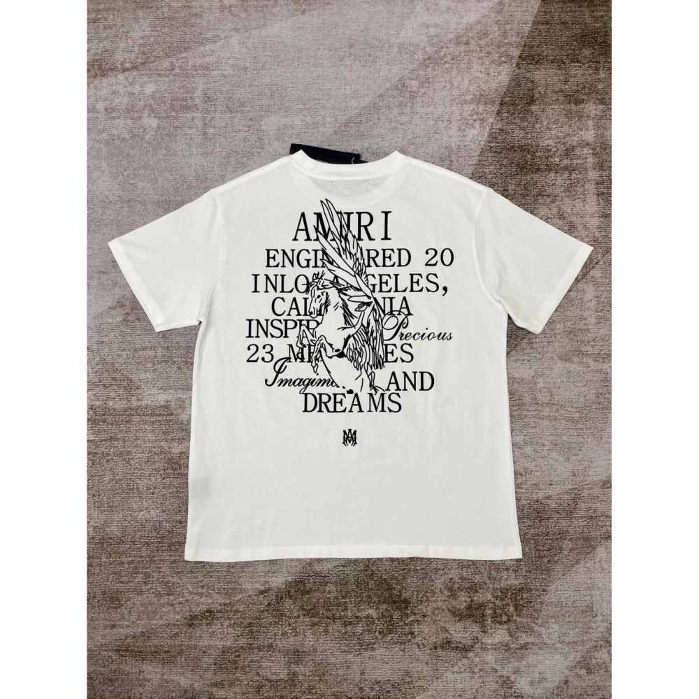 Amiri New print black letter short-sleeved rear wide white letter printt T-shirt,Amiri T Shirt,Tshirt,APPAREL