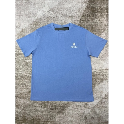 Amiri New print blue short-sleeved rear wide thick logo letter three-dimensional printt T-shirt,Amiri T Shirt,Tshirt,APPAREL