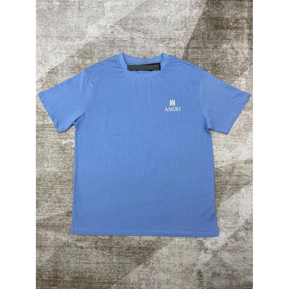 Amiri New print blue short-sleeved rear wide thick logo letter three-dimensional printt T-shirt,Amiri T Shirt,Tshirt,APPAREL