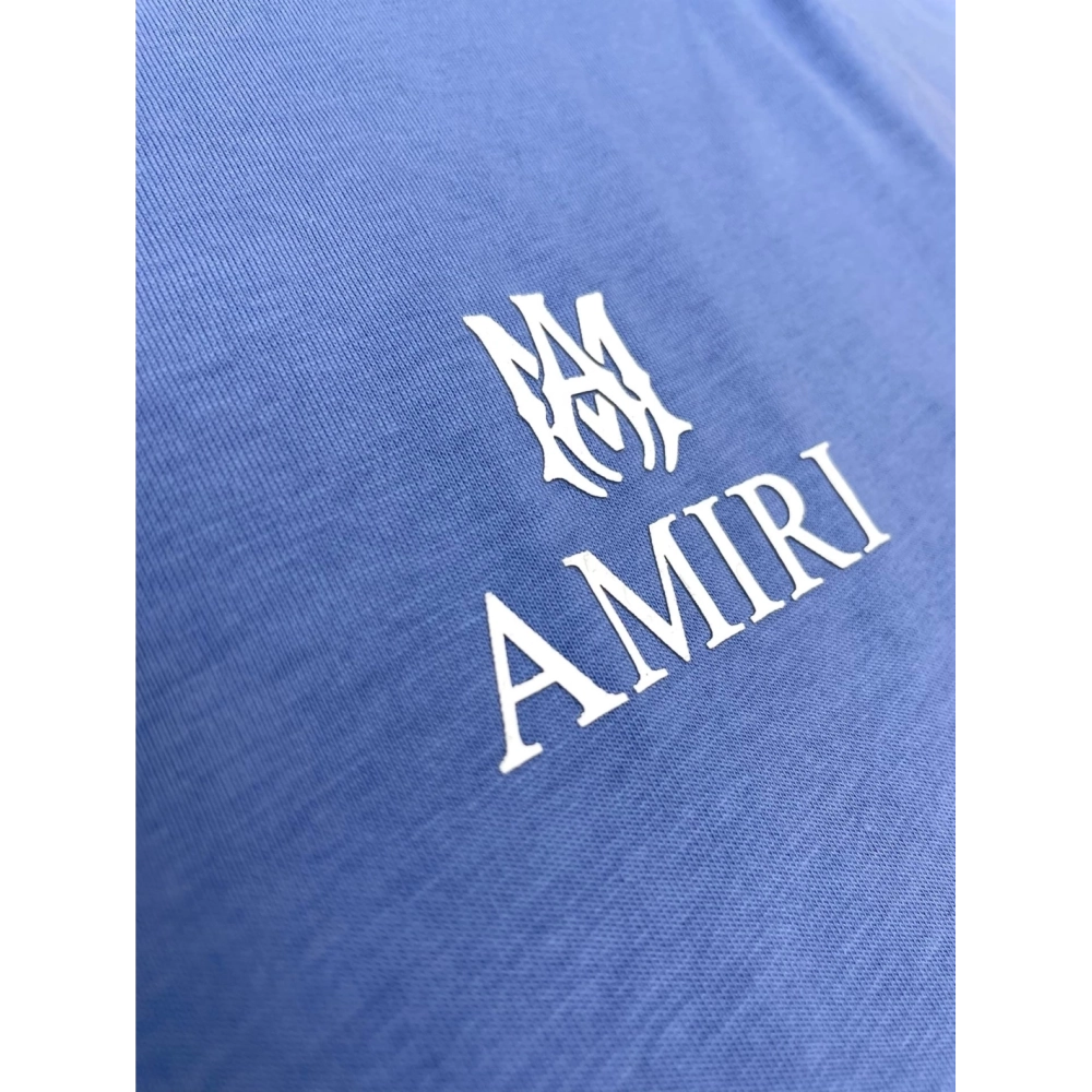 Amiri New print blue short-sleeved rear wide thick logo letter three-dimensional printt T-shirt,Amiri T Shirt,Tshirt,APPAREL