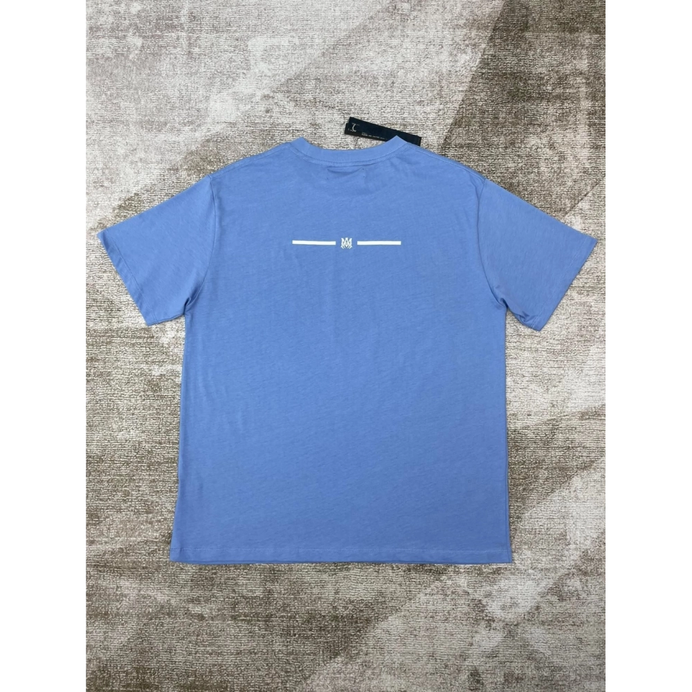 Amiri New print blue short-sleeved rear wide thick logo letter three-dimensional printt T-shirt,Amiri T Shirt,Tshirt,APPAREL