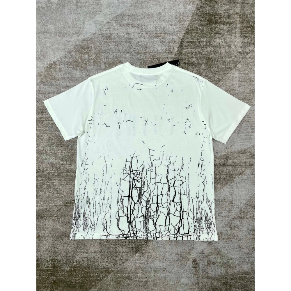 Amiri New print silk crack letter short-sleeved wide logo silk crack feeling print T-shirt,Amiri T Shirt,Tshirt,APPAREL