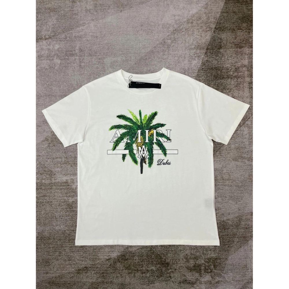 Amiri New print coconut tree short-sleeved wide logo coconut tree digital printt T-shirt,Amiri T Shirt,Tshirt,APPAREL