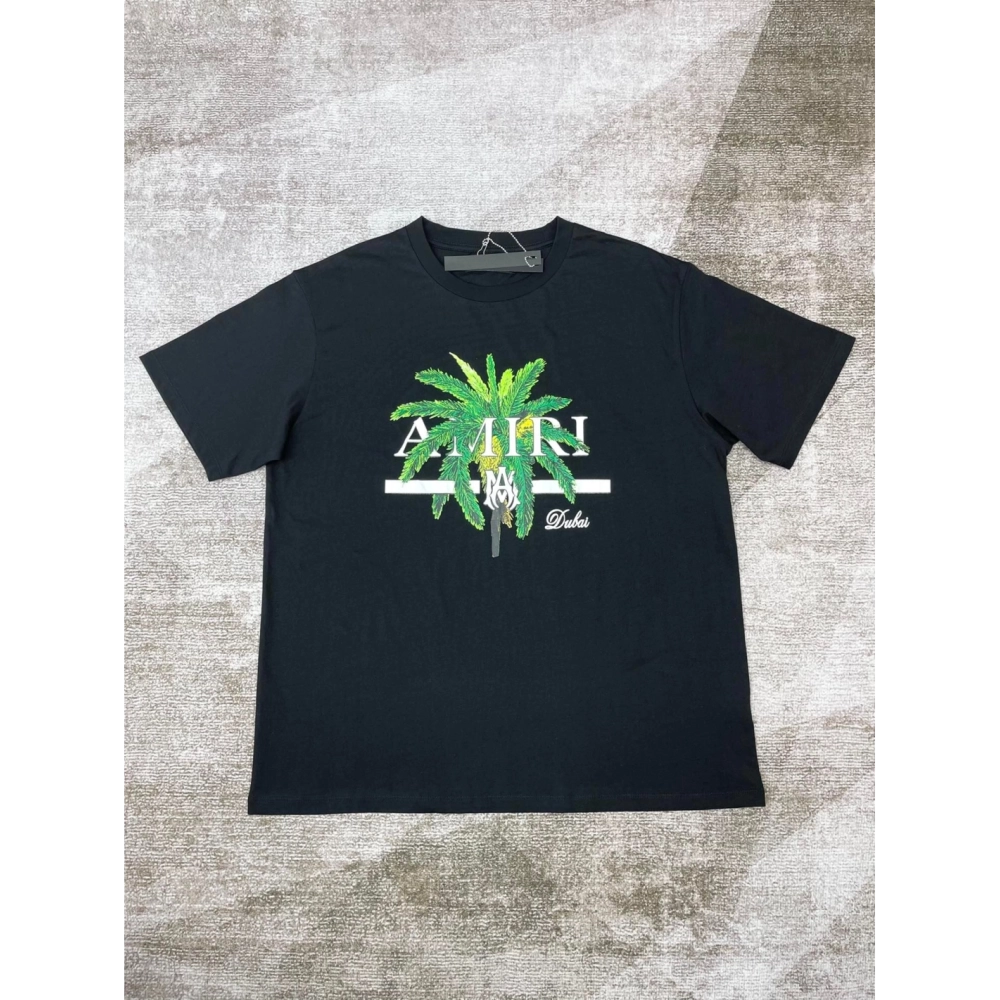 Amiri New print coconut tree short-sleeved wide logo coconut tree digital printt T-shirt,Amiri T Shirt,Tshirt,APPAREL