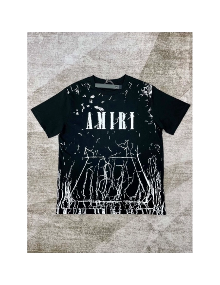 Amiri New print silk crack letter short-sleeved wide logo silk crack feeling printT-shirt,Amiri T Shirt,Tshirt,APPAREL