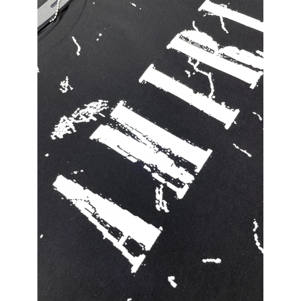 Amiri New print silk crack letter short-sleeved wide logo silk crack feeling printT-shirt,Amiri T Shirt,Tshirt,APPAREL