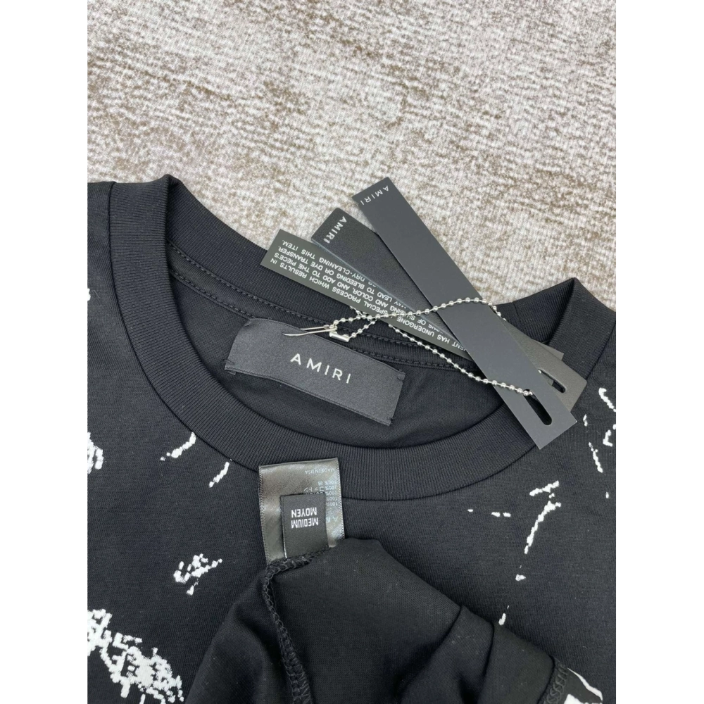 Amiri New print silk crack letter short-sleeved wide logo silk crack feeling printT-shirt,Amiri T Shirt,Tshirt,APPAREL