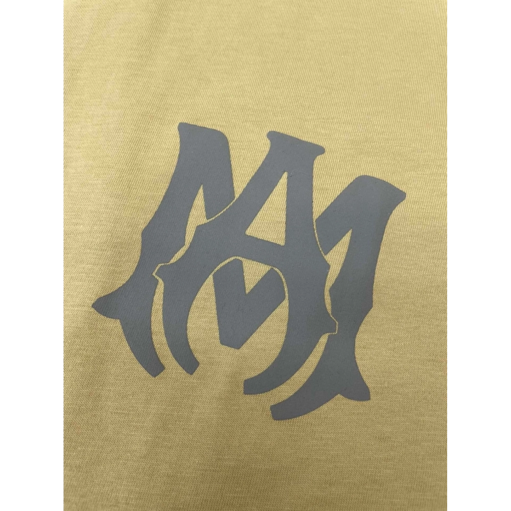 Amiri New print coffee short-sleeved rear wide gray letter printt T-shirt,Amiri T Shirt,Tshirt,APPAREL