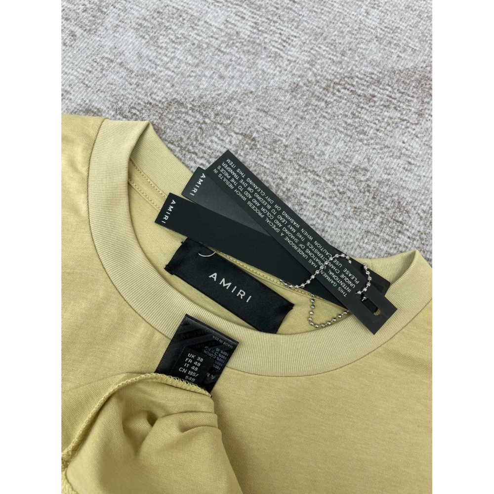 Amiri New print coffee short-sleeved rear wide gray letter printt T-shirt,Amiri T Shirt,Tshirt,APPAREL