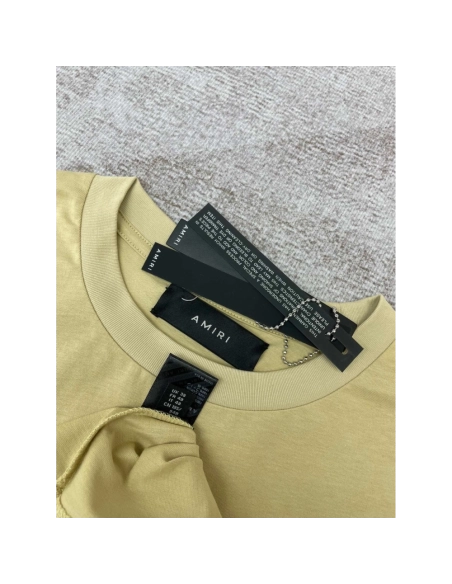 Amiri New print coffee short-sleeved rear wide gray letter printt T-shirt,Amiri T Shirt,Tshirt,APPAREL