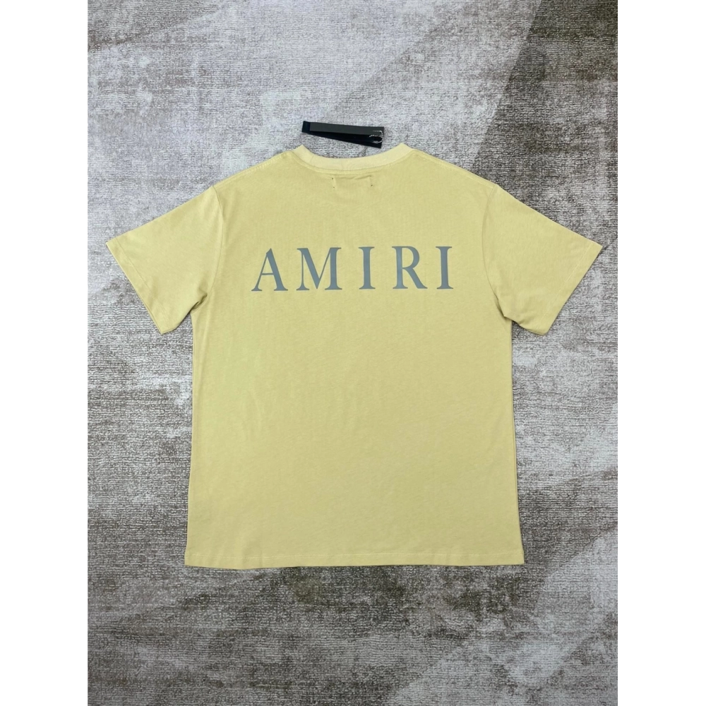 Amiri New print coffee short-sleeved rear wide gray letter printt T-shirt,Amiri T Shirt,Tshirt,APPAREL