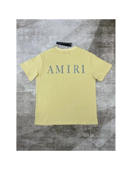 Amiri New print coffee short-sleeved rear wide gray letter printt T-shirt,Amiri T Shirt,Tshirt,APPAREL