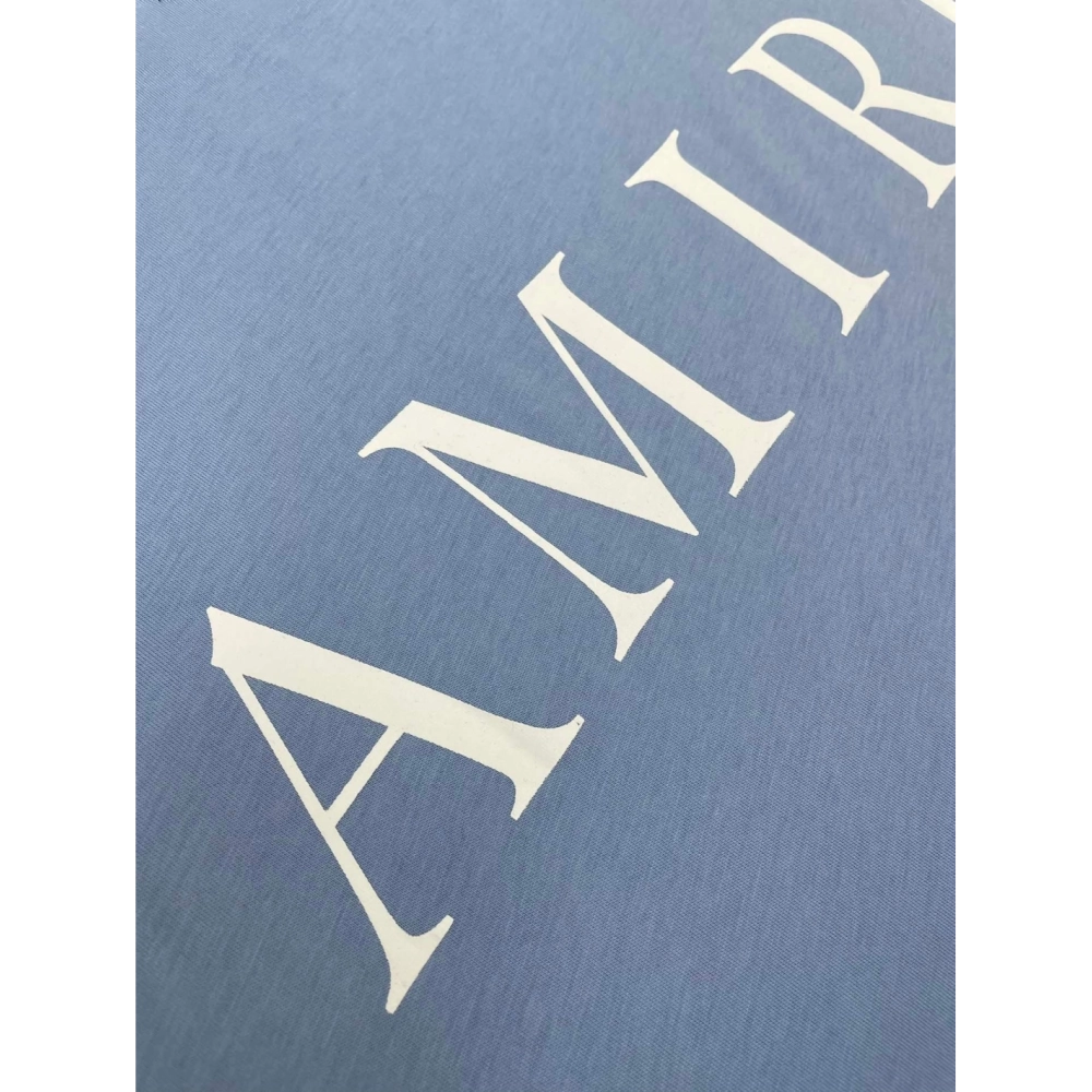 Amiri New print sky blue short-sleeved rear wide logo letter printt T-shirt,Amiri T Shirt,Tshirt,APPAREL