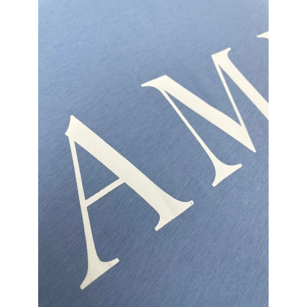 Amiri New print sky blue short-sleeved rear wide logo letter printt T-shirt,Amiri T Shirt,Tshirt,APPAREL