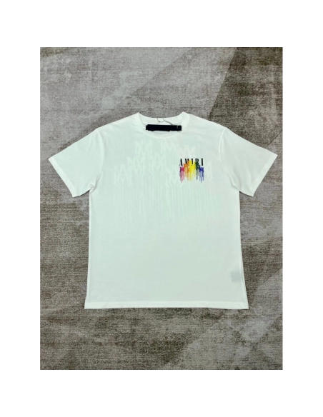 Amiri New print colorful black short-sleeved rear wide colorful logo letter tassel printt T-shirt,Amiri T Shirt,Tshirt,APPAREL