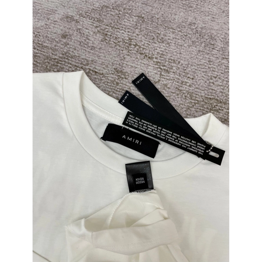 Amiri New print colorful black short-sleeved rear wide colorful logo letter tassel printt T-shirt,Amiri T Shirt,Tshirt,APPAREL
