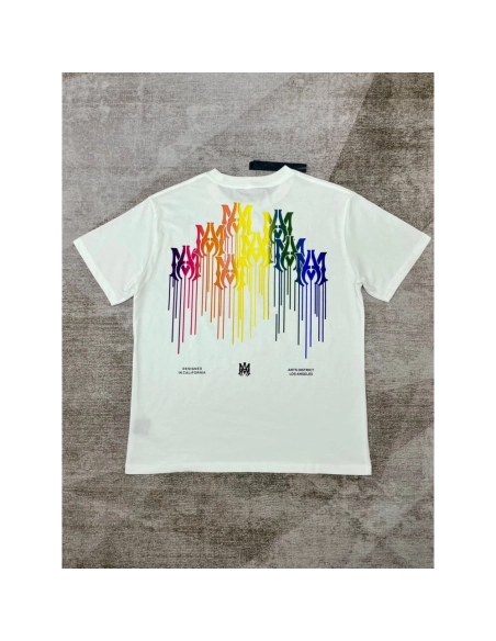 Amiri New print colorful black short-sleeved rear wide colorful logo letter tassel printt T-shirt,Amiri T Shirt,Tshirt,APPAREL