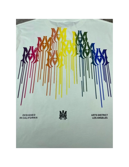 Amiri New print colorful black short-sleeved rear wide colorful logo letter tassel printt T-shirt,Amiri T Shirt,Tshirt,APPAREL