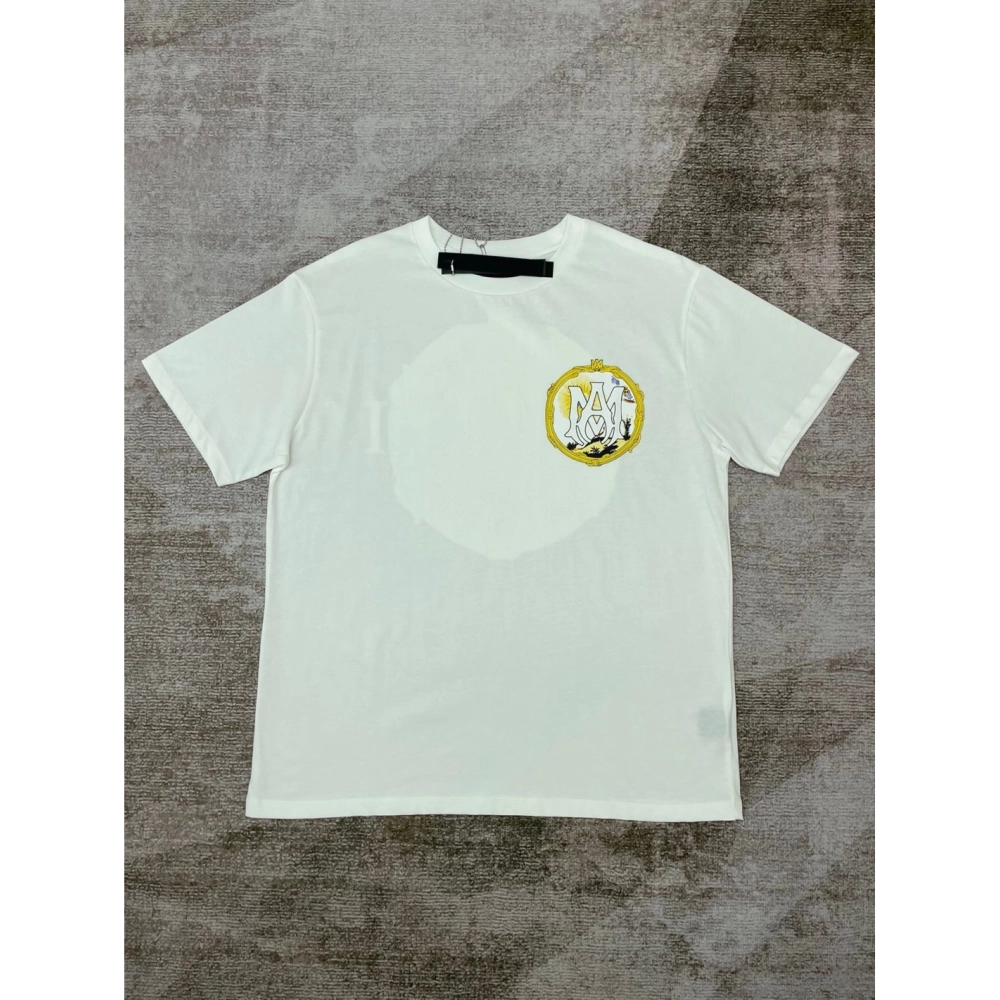 Amiri New print sun black short-sleeved wide AM letter rear sun print T-shirt,Amiri T Shirt,Tshirt,APPAREL