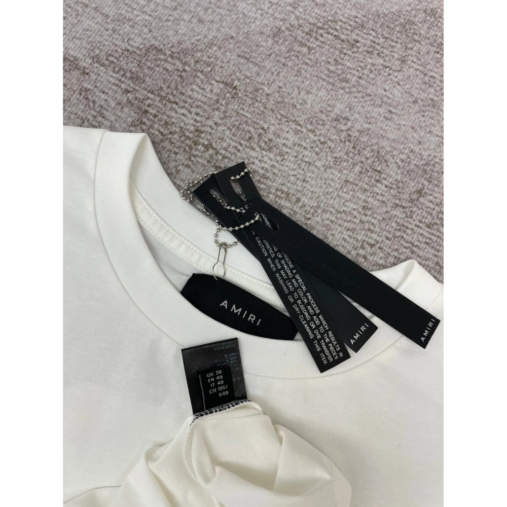 Amiri New print sun black short-sleeved wide AM letter rear sun print T-shirt,Amiri T Shirt,Tshirt,APPAREL