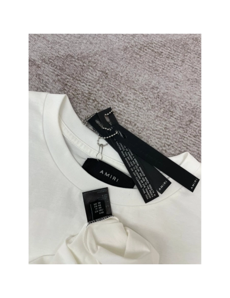 Amiri New print sun black short-sleeved wide AM letter rear sun print T-shirt,Amiri T Shirt,Tshirt,APPAREL