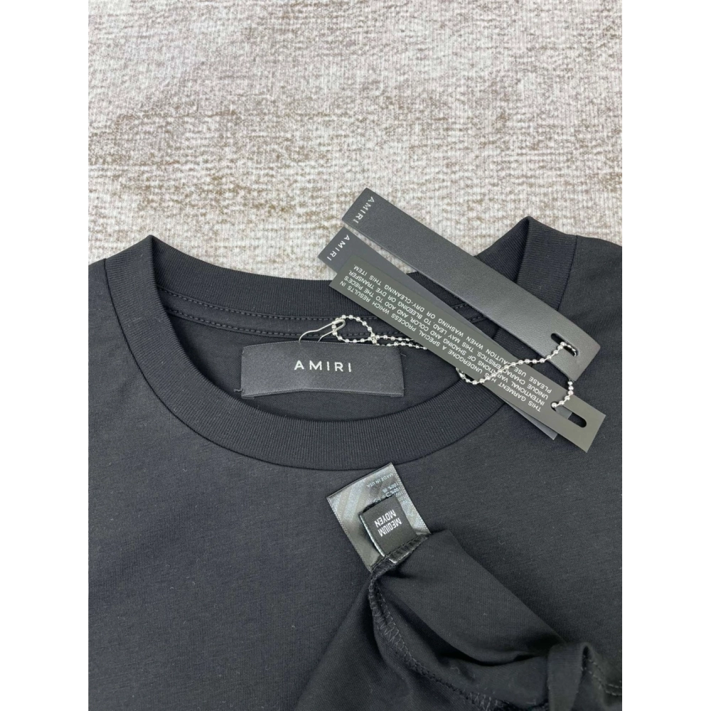 Amiri New print colorful black short-sleeved rear wide colorful logo letter tassel printt T-shirt,Amiri T Shirt,Tshirt,APPAREL