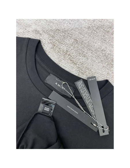 Amiri New print sun black short-sleeved wide AM letter rear sun print T-shirt,Amiri T Shirt,Tshirt,APPAREL