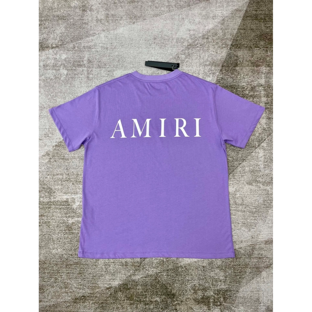 Amiri New print purple short-sleeved rear wide logo letter printt T-shirt,Amiri T Shirt,Tshirt,APPAREL