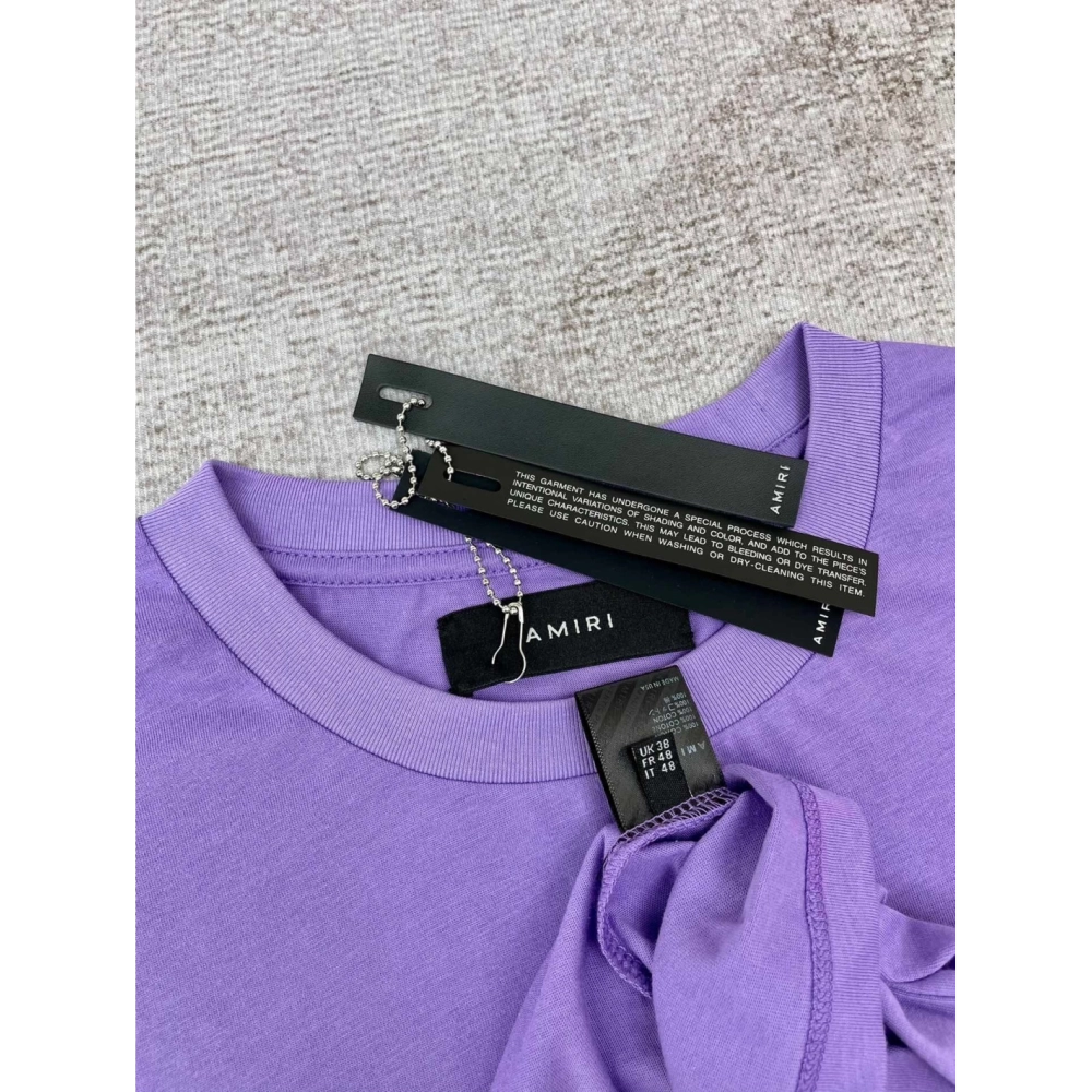Amiri New print purple short-sleeved rear wide logo letter printt T-shirt,Amiri T Shirt,Tshirt,APPAREL