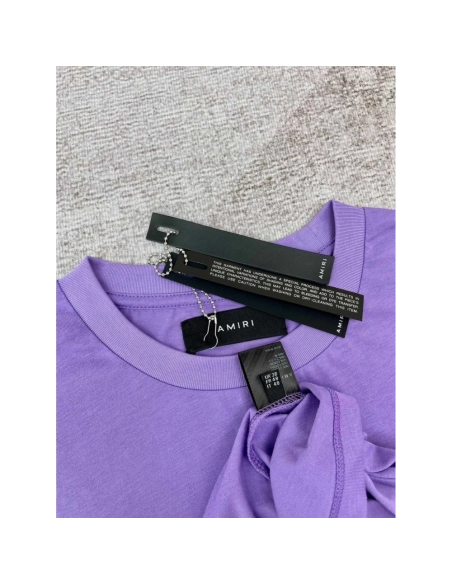 Amiri New print purple short-sleeved rear wide logo letter printt T-shirt,Amiri T Shirt,Tshirt,APPAREL