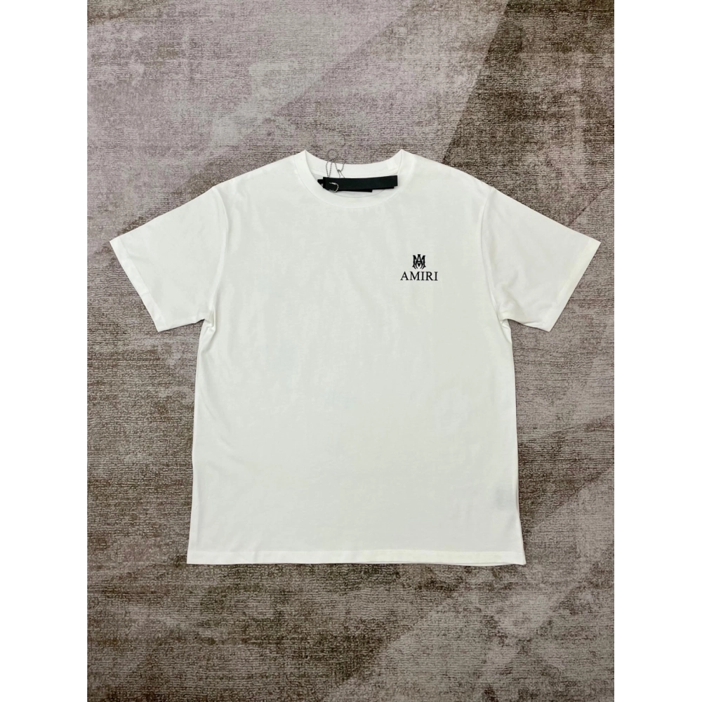 Amiri New print white short-sleeved rear wide small logo letter printt T-shirt,Amiri T Shirt,Tshirt,APPAREL
