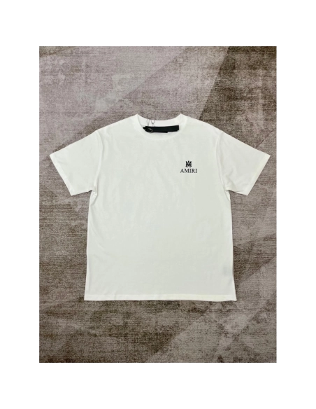 Amiri New print white short-sleeved rear wide small logo letter printt T-shirt,Amiri T Shirt,Tshirt,APPAREL