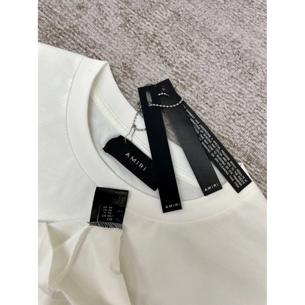 Amiri New print white short-sleeved rear wide small logo letter printt T-shirt,Amiri T Shirt,Tshirt,APPAREL