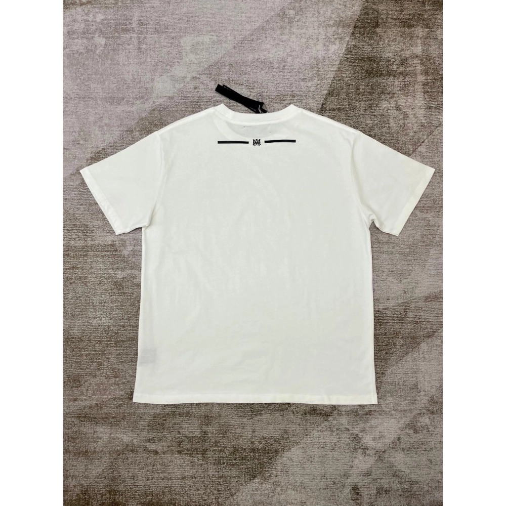 Amiri New print white short-sleeved rear wide small logo letter printt T-shirt,Amiri T Shirt,Tshirt,APPAREL