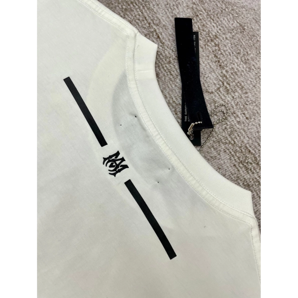 Amiri New print white short-sleeved rear wide small logo letter printt T-shirt,Amiri T Shirt,Tshirt,APPAREL