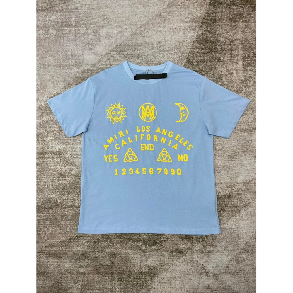 Amiri New print yellow foam short-sleeved wide golden yellow foam letter printt T-shirt,Amiri T Shirt,Tshirt,APPAREL