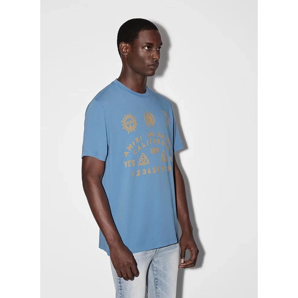 Amiri New print yellow foam short-sleeved wide golden yellow foam letter printt T-shirt,Amiri T Shirt,Tshirt,APPAREL