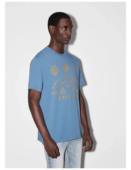 Amiri New print yellow foam short-sleeved wide golden yellow foam letter printt T-shirt,Amiri T Shirt,Tshirt,APPAREL