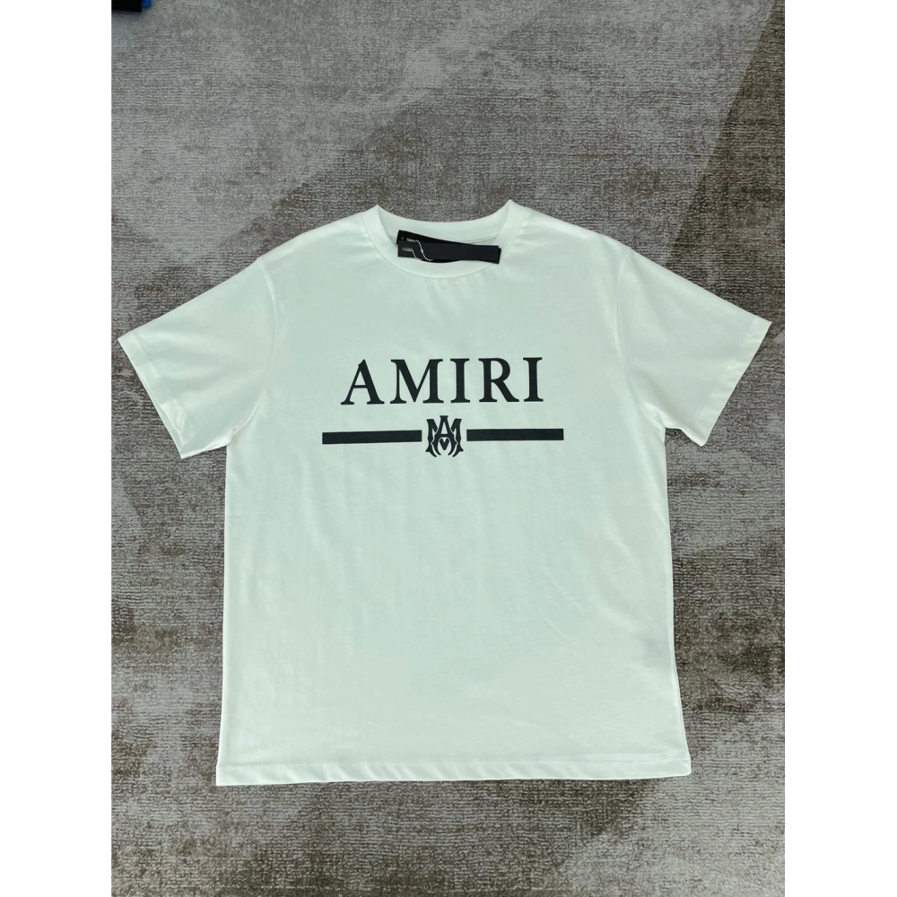Amiri New short-sleeved AM letter logo print T-shirt,Amiri T Shirt,Tshirt,APPAREL